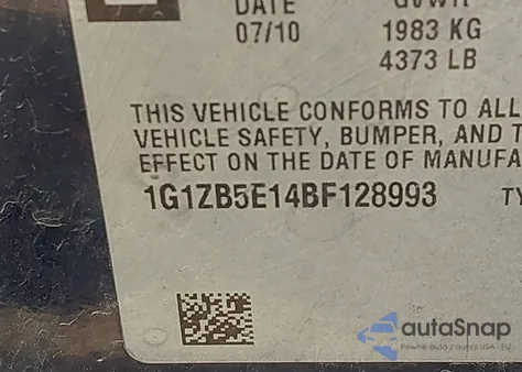 2011 Chevrolet Malibu Ls z USA, uszkodzony, nr VIN 1G1ZB5E14BF128993